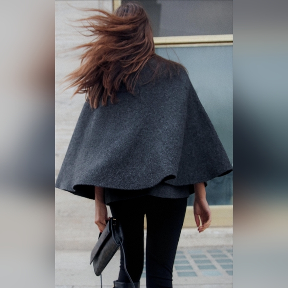 Zara Gray Cape Jacket - Picture 6 of 13